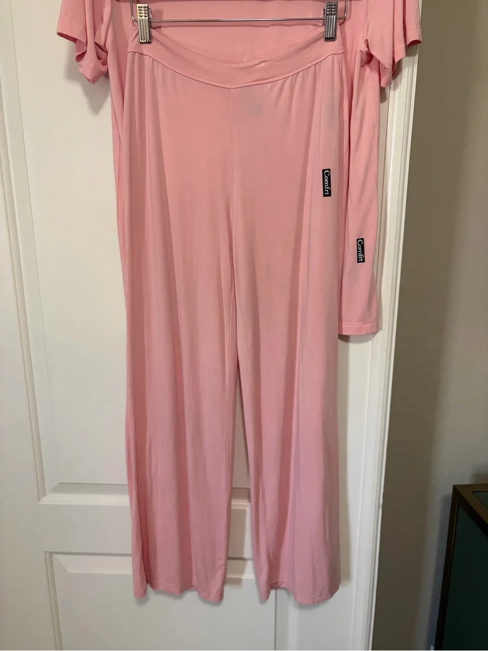 🎀Comfrt Cloud Loungwear Baby Pink Wide-Leg Lounge Pants & S/S Tee Set🎀